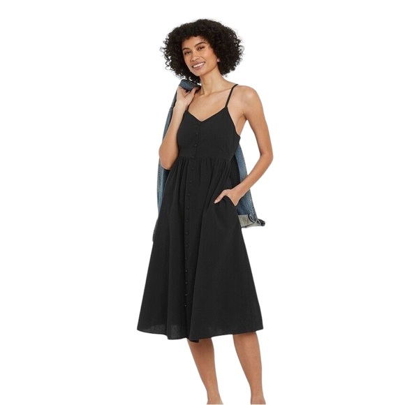 NWT- Universal Thread Black Open Tie Back Dress - Picture 2 of 8